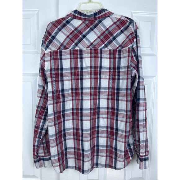 Levi’s Strauss & Co Shirt Men's L Western Red White Plaid Button Up Long Sleeve - Picture 5 of 8